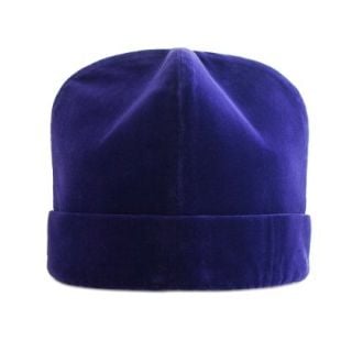 Blue Velvet Russian Skufia with Lapel