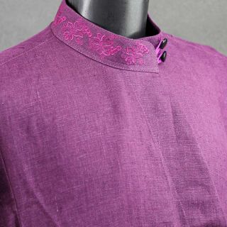 purple linen undercassock