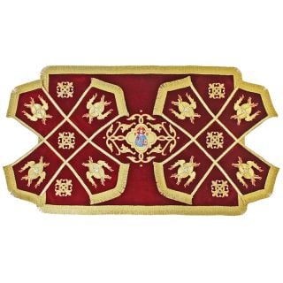 burgundy velvet chalice covers and veil with seraphs embroidery