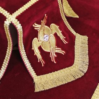 burgundy velvet chalice covers and veil with seraphs embroidery