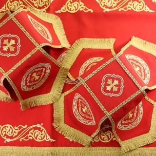 beautiful red gabardine chalice covers and veil with embroidery