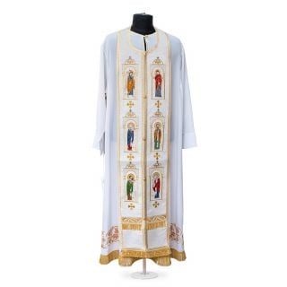 white poly viscose Russian-Style Priest Vestment with embroidery
