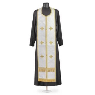 White Church Silk Priest Vestment with galloon and crosses