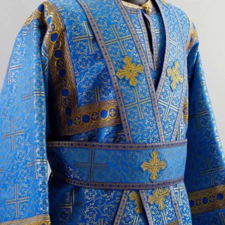 blue silk subdeacon vestment