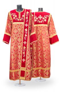 red velvet and brocade deacon vestment
