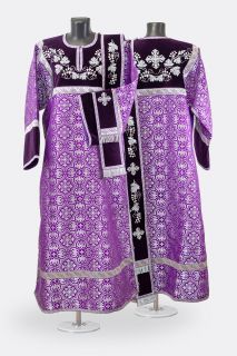 purple deacon vestment with silver embroidery 