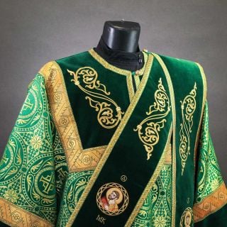 green silk and velvet protodeacon vestment