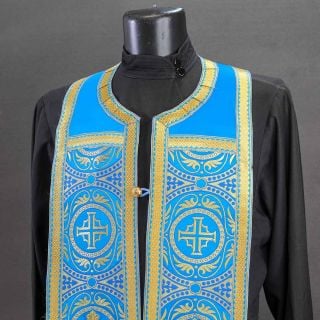Blue Greek-style priest epitrachelion