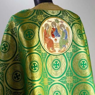 Greek-priest vestment with an icon of the Holy Trinity