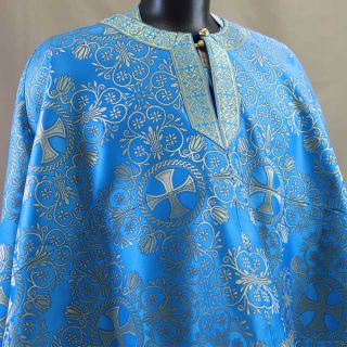 blue silk Greek-style priest vestment 