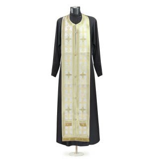 White/gold Greek-style priest vestment with sewn Medallion of Spyridon of Tremithus