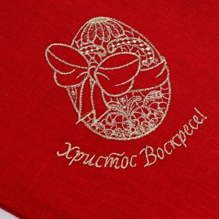 Red paschal napkin with embroidery