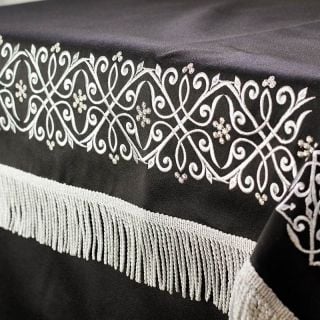 black church silk holy table vestment with Silver embroidery and tassels