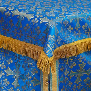 blue brocade altar vestment
