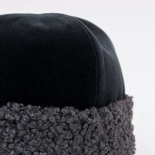 winter velvet skufia with faux fur 