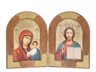 wooden diptych with Jesus Christ and our Lady