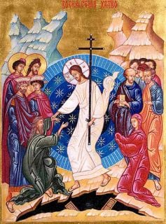 Icon of The Resurrection of Christ from ground semiprecious stones