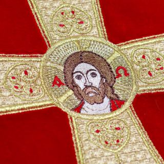 red velvet Bookcover for the Holy Gospel for Easter