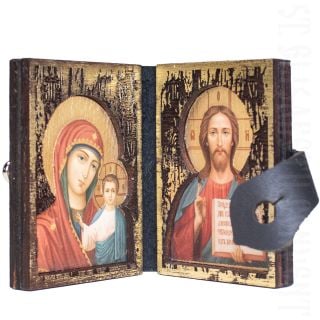 folding icon semi-antique wooden 