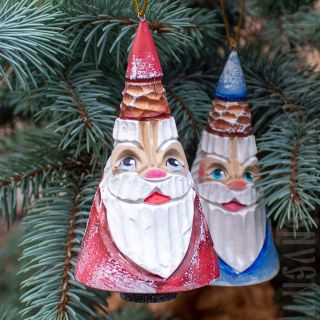 souvenir carved wooden Santa Ornament