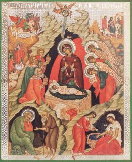 scene of the Nativity wooden Icon 