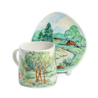 bright summer cup and a saucer set