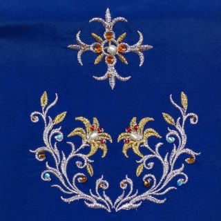 bookmark for liturgical Gospel and Epistle decorated with embroidery and semi-precious stones