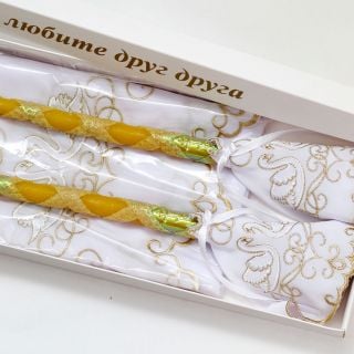 Orthodox wedding candles and kerchief 