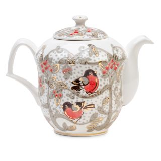 ceramic teapot with bullfinches