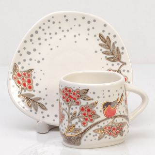 bullfinch ceramic coffee cup and a saucer set