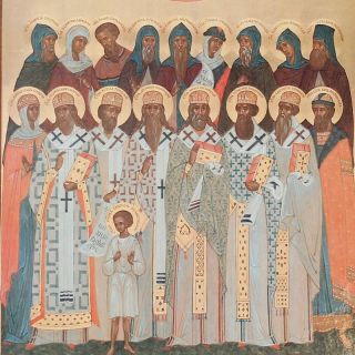 mounted icon on wood of Belarusian Saints 