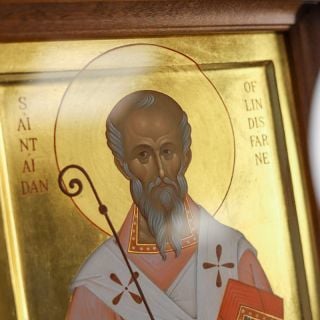 hand-painted icon of Saint Aidan of Lindisfarne