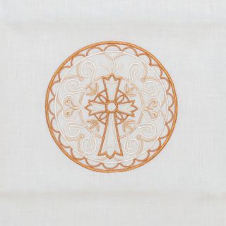 linen corporal with embroidered celtic cross