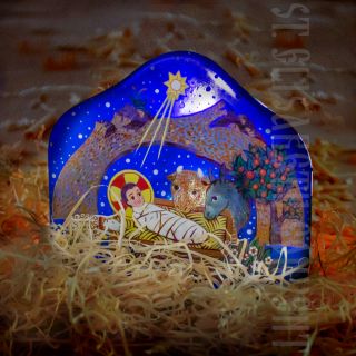 handmade fused glass Christmas candle holder
