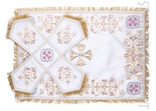 white church brocade chalice covers and veil