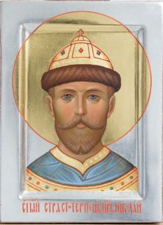 hand-painted shoulder-length hand-painted icon of Nicholas 2