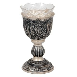 vigil lamp covered with silver and embosses with patterns