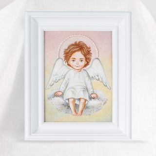 Picture of a baby angel on a cloud