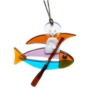 Angel with Fish glass Pendant