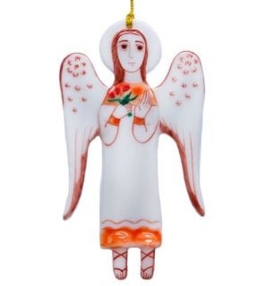 fused glass angel pendant