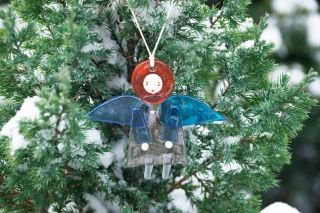 fused glass colorful angel pendant 