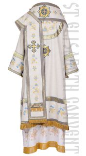 white viscose rayon bishop's vestment front view 