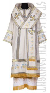 white viscose rayon bishop's vestment front view 
