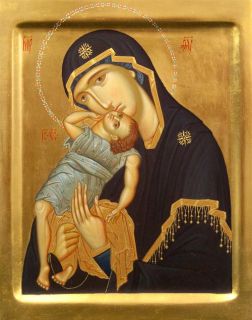 Our Lady the Joyful icon with acrylic paints 