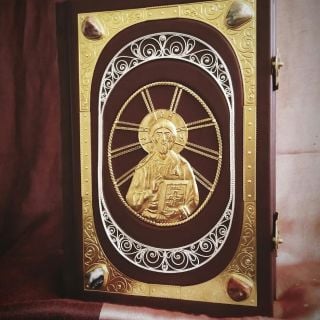 Leather Epistle Cover with Gemstones