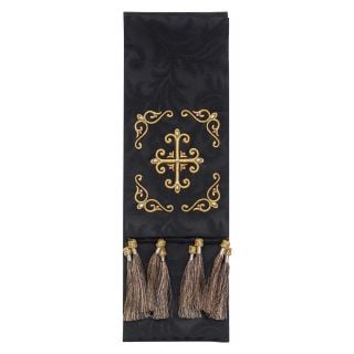 black bookmark with pearls and embroidery
