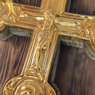 Blessing Cross Brass and Wood front view