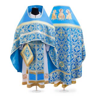 blue russian priest vestment with embroidery deesis