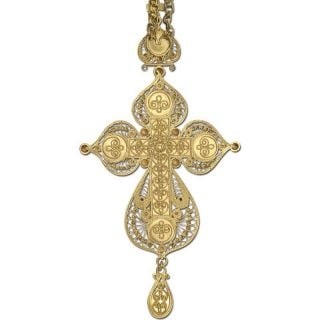 filigree pectoral cross with semi-precious stones
