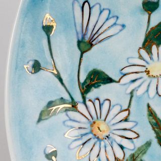 ceramic tea cup with saucer with chamomile painting 